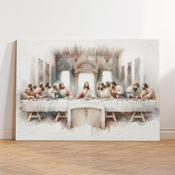 9W The Last Supper Canvas Poster Art Print Christian Painting of The Eucharist Lord's Supper Painting Bible Verse Wall Art Decor For Living Room Bedroom Easter (54)
