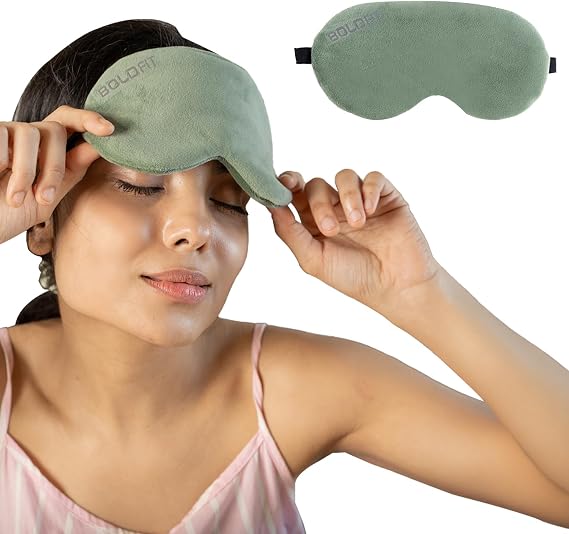 Boldfit Silicone Eye Mask For Sleeping With Adjustable Strap Super Soft Sleeping Mask Blind Fold For Comfortable Sleep Travelling Pad For Girls Sleeping Eye Mask Blind Folds For Sleeping-Aqua Green