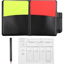 Soccer Referee Cards Set,Referee Warning Red Card Yellow Card with Leather Wallet Recording Papers Pencils Warning Referees Kit for Soccer Football Volleyball Baseball Matches