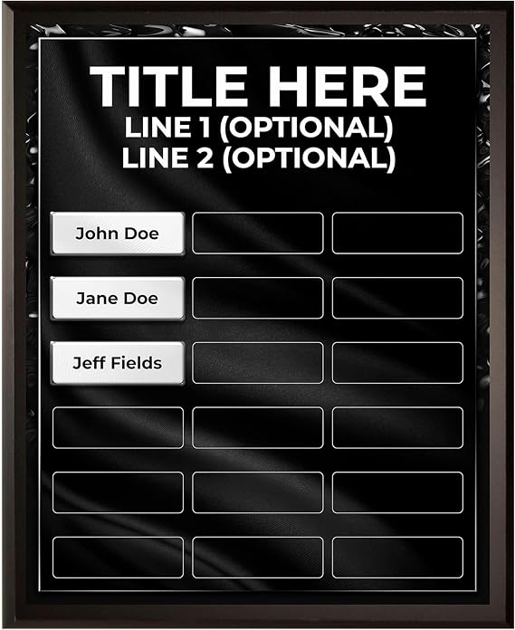 DIY Perpetual Plaque Award Kit | No Engraving Costs | Employee Recognition | Employee of The Month | Employee of The Year | Best of The Best | Achievement Awards (18 Plate, Black Beauty)