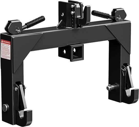 YITAMOTOR 3 Point Quick Hitch for Category 1 Tractor, 3000 lbs 3-Pt Attachment with 2" Receiver Trailer Hitch Adaptation with 5 Level Adjustable Bolt | 3-Pt Trailer Hitch Attachment with 5 Level Adjustable Bolt, 3000 LBS Capacity, Heavy Duty Steel, Black Powder-Coat Finish