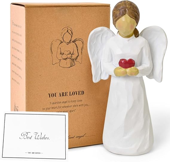 Guardian Angel Figurines for Women, Healing Angel Statue Home Decor Thanksgiving Christmas Birthday Gifts Resin Angel Ornaments, Hand-Painted Sympathy Gifts for Loss of Loved One