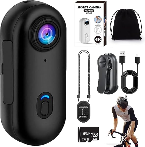 4K Waterproof POV Capture Pro, 128GB POV Pro, 2026 New Thumb Action Camera, Ultra Wide Angle Mini Body Camera, Wearable Video Recording for Vlogging, Cycling, Diving (Black 1080P+128GBMemory Card)