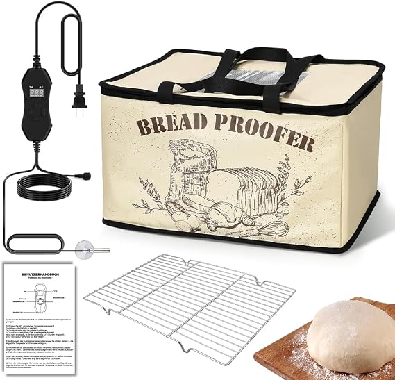 Electric Dough Proofing Box, Foldable Timer Control Baking Proofer | 30L Capacity with Adjustable Heat Visual Window in Durable 600D Oxford Fabric Fermentation Station for Yogurt Pizza Multi-Use
