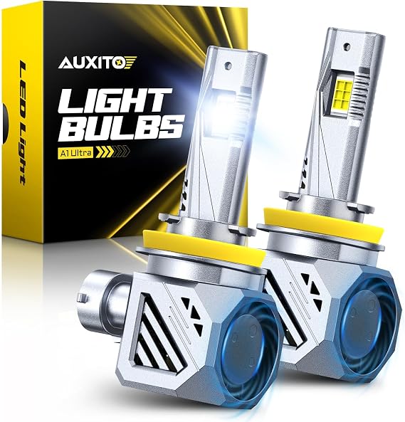 AUXITO H11 LED Bulb, 48000Lumens, 900% Ultra-Bright, 6500K White, Plug and Play, Long Lifespan, No Flicker, 99% Compatibility, 2PCS
