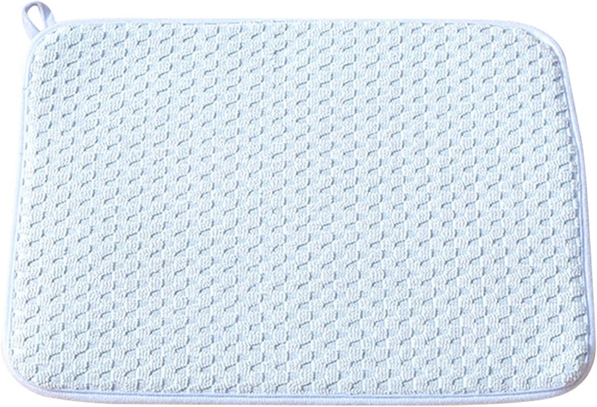 Desk mat Kitchen Dish Drying Mat In The Cabinet Mats Microfiber Absorbent Table Placemat for Office and Home(Blue,30x40)