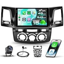 Android 15/4+64G5Ghz-WiFi Car Radio for Toyota HILUX 2005-2014 with Wireless CarPlay/Android Auto,9 inch IPS TouchScreen car Stereo with WiFi FM/RDS Radio GPS Navigation Bluetooth AHD Backup Camera