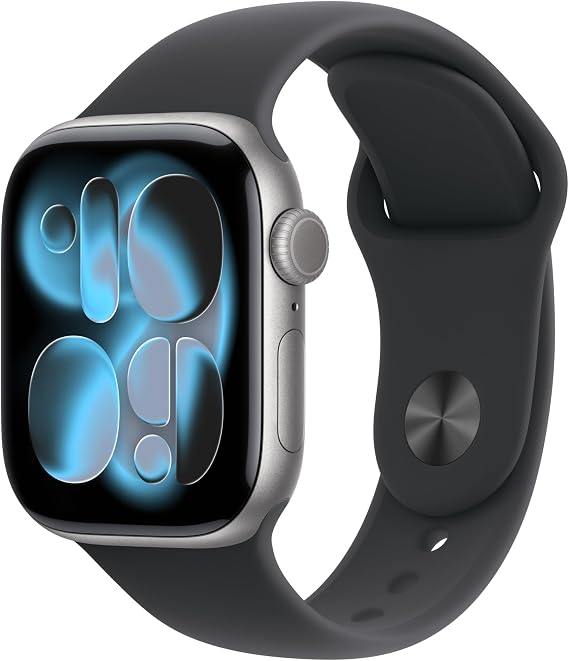 Apple Watch Series 11 [GPS 42mm] Smartwatch with Space Grey Aluminum Case with Black Sport Band - M/L. Sleep Score, Fitness Tracker, Health Monitoring, Always-On Display, Water Resistant
