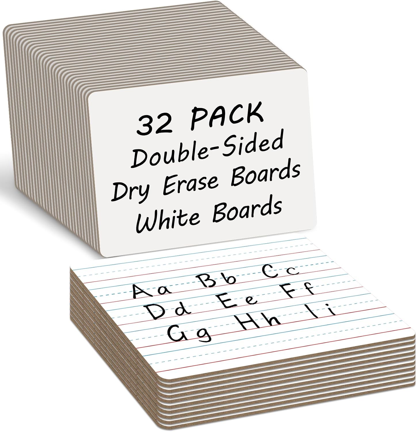 32 Pack Dry Erase Board with Lines,Double Sided White Boards for Students,9X12 Dry Erase Boards Classroom Pack,Small Mini Whiteboard Bulk Teacher Supplies for Classroom