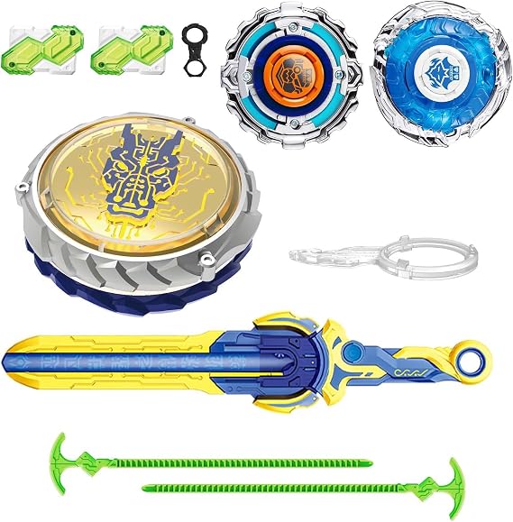 INFINITY NADO Battling Toys 2PCS, Battle Set with Spinning Top & Sword Launcher for Kids Boys Girls Age 5+, Fury Wave Dragon & Shadow Shark