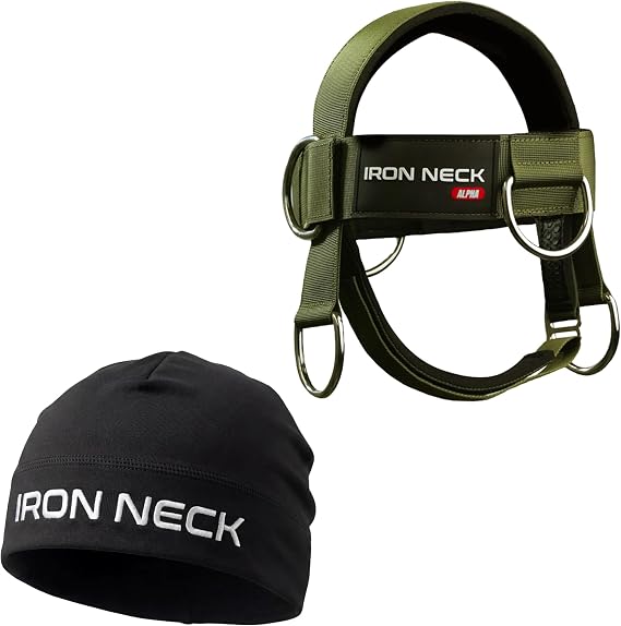 Iron Neck , Versatile Neck Exerciser, Strengthener and Trainer with Adjustable Head and Chin Strap, Portable Head Harness for Weight Lifting, Home and Gym Use | Bundle with Iron Neck Skull Cap
