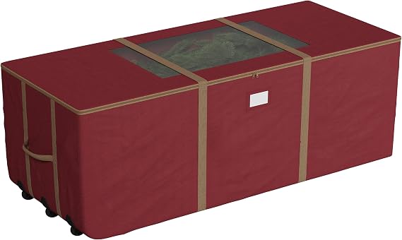 Elf Stor 83-DT5172 Premium Red Rolling Duffle Style Christmas Storage Bag-Holds Trees up to 12 Feet, Foot
