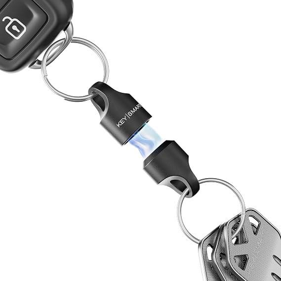 KeySmart MagConnect Magnetic Key Holder for Purse, Key Chains for Car Keys - Detachable Key Ring Quick Release Keychain