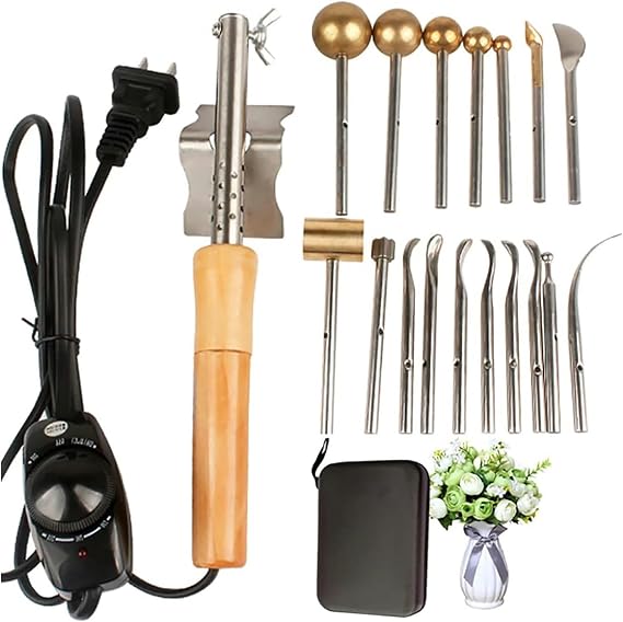 Fabric Flower Maker, Electric DIY Fabric Flower Making Machine with 17 Ironing Heads, Adjustable Temperature Anti-Scalding Bracket, Fake Flower Making Tools