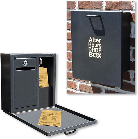 Champ After Hours Drop Box - Secure Heavy Duty Steel Mailbox | Secure Outside Lock Box for Keys, Payments & Documents, Wall Mounted Lockbox, Weatherproof Cash Box
