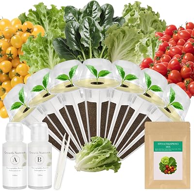 Spinach & Spring Mix Seed Pod Kit for AeroGarden, Ahopegarden, MUFGA with Red CherryGolden Cherry Tomato, Buttercrunch Lettuce, Green Romaine Lettuce and Spinach - Compatible with All Garden7-Pod