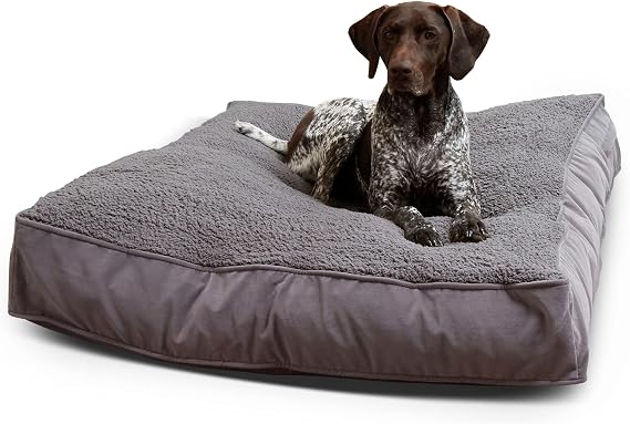 Buster Deluxe Reversible Pillow Style Sherpa Dog Bed, Gray, Large (48 x 36 in.)