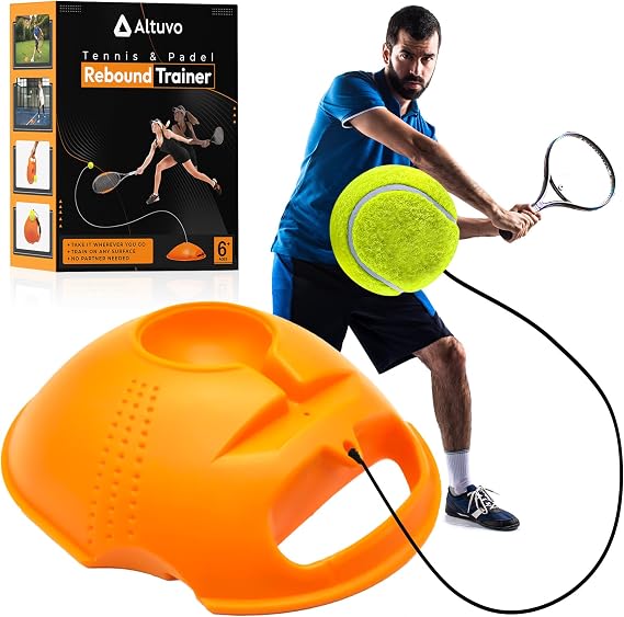 3pc Tennis Trainer Rebound Ball Set – A Tennis Practice Device with Elastic Cord and All Surface Anti Slip Base - Ball Rebounder Training Equipment Outdoor Games for Adults and Kids