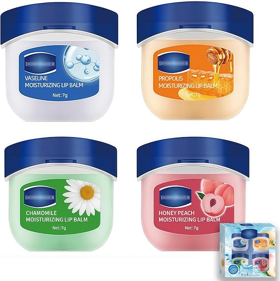 Lip Balm Set, 4PCS Moisturizing Lip Care Multipack Gift Set, Non-sticky Hydrating Moisturizer Lip Treatment for Cracked Dry Lips, Lip Repair for Women Girls