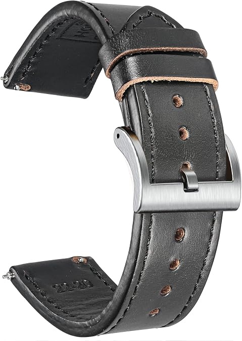 hemsut h Leather Watch Straps, Horween Leather Quick Release Replacement Watch Bands for Men or Women Tranditional or Smart Watches 18mm 20mm 22mm
