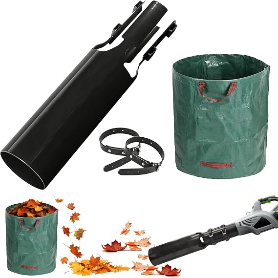 Leaf Blower Air Booster, Universal Black Air Flow Booster for Blower Air Leaf Blower Nozzle Extension Attachment for Yard, Lawn, And Driveway Cleanup (with 100L Leaf Collection Bag)