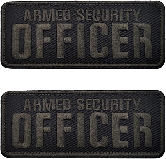Officer Patch Armed Security Embroidered Patches Tactical Halloween Cosplay Costume Sewing Appliques Emblem Armband Badges for Motorcycle Rider or Bikers Veteran Vest 5.12x1.97Inch