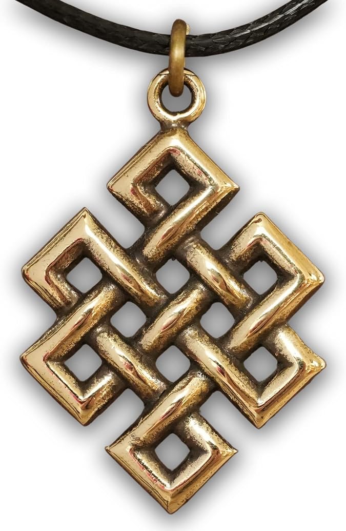Baldur Jewelry Endless Love Knot Necklace, Solid Brass Pendant | Handmade in Europe, adjustable cord, Tibetan infinity knot with friendship and everlasting love symbolism