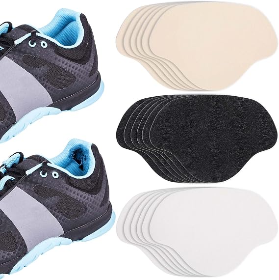 18pcs Shoe Hole Repair Patch, Self-Adhesive Inside Shoe Patches Kit | for Holes, Heel Pads for Shoes Toe Burst Patch Insert, Heel Repair Kit for Sneakers, High Heels Shoes, Black, Beige, White