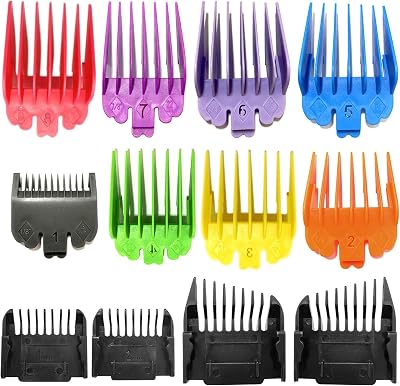 Premium 12 Pack Clipper Guards Cutting Guides Set for TPOB Slime2-124 to 1, Multiple Colors