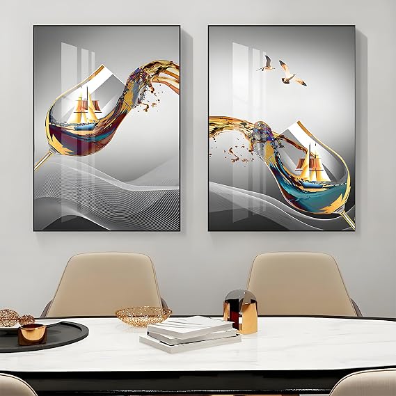 Cuadros para Comedor Cuadros para Comedor Elegantes Y Modernos Kitchen Wall Art Casa Cocina Hotel Oficina Decoracion 2 Piezas,Combination 1,15.7 * 23.6in