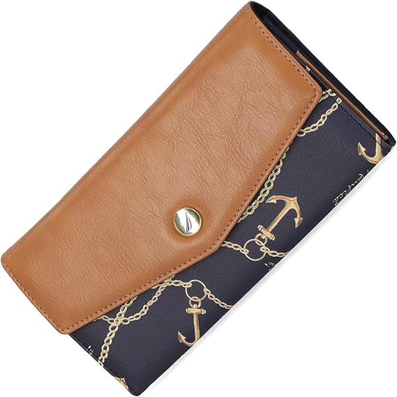Nautica Money Manager Womens Slim RFID Blocking Wallet, Small Bifold Credit Card Holder with Zipper Coin Pocket and ID Window