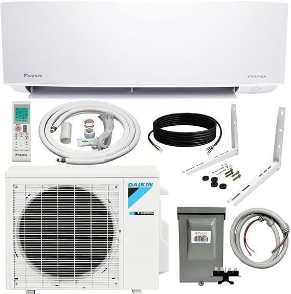 Daikin 12,000 BTU 18 SEER2 R32 Series Heat Pump Ductless Mini Split A/C | Air Conditioner Includes 15' Installation Kit, 1/2 Whip, 30A Disconnect, and Wall Bracket