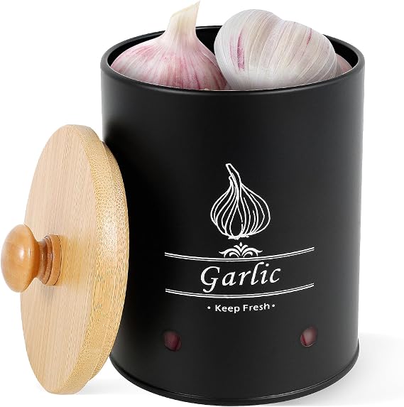 Garlic Keeper with Lid, Garlic Keeper for Counter, Fresh Keeping Versatile Garlic Holder, Ventilated Garlic Storage Container, Garlic Holder Storage Container to Keep Your Garlic Cloves Fresh Longer