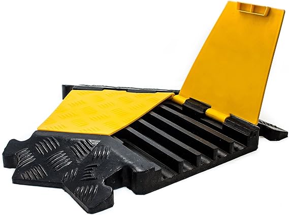 Troy Safety Rubber Cable Protectors | Rubber Speed Bump (1 Piece, 5 Channel-Left 45 Degree Turn)