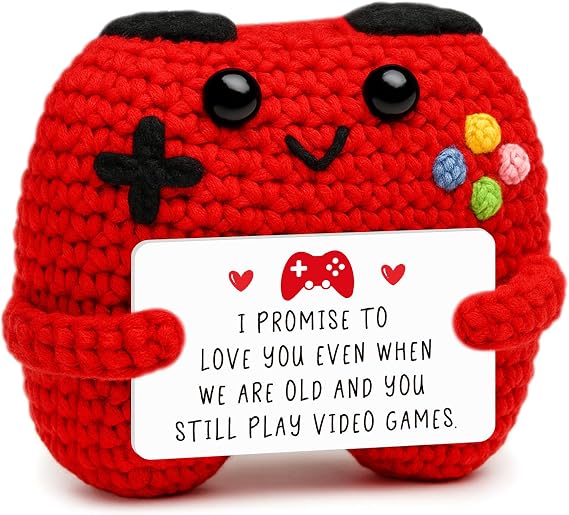 Handmade Crochet Game Controller, Romantic Gift for Couples, Birthday Gifts for Him Her, Valentines Day, Anniversary, Gaming Room Accessories Stuff, Room Decor for Boyfriend Girlfriend