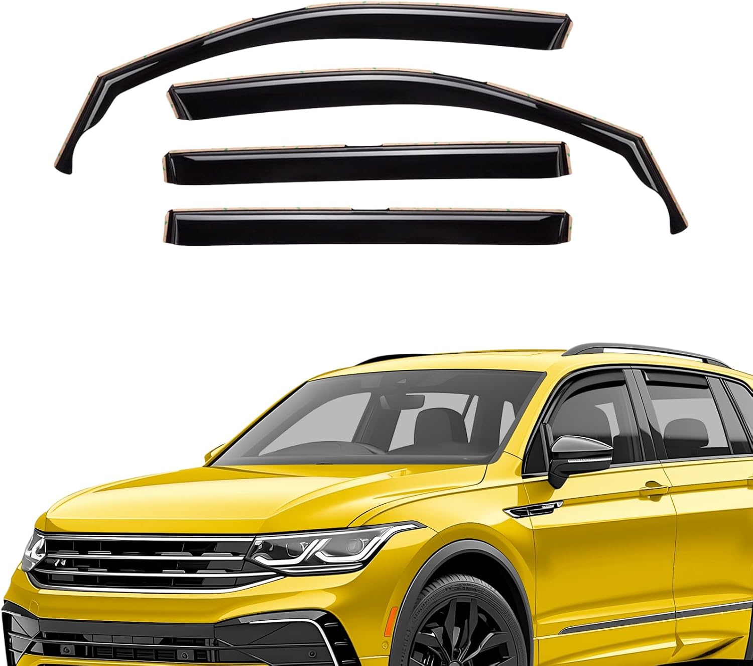 Extra Durable Window Deflectors in-Channel Window Visors Rain Guards Fit for Volkswagen VW Tiguan 2018-2025, Sun Visors, Wind Vent for Shades, Exterior Car Accessories - 4pcs. AG0221