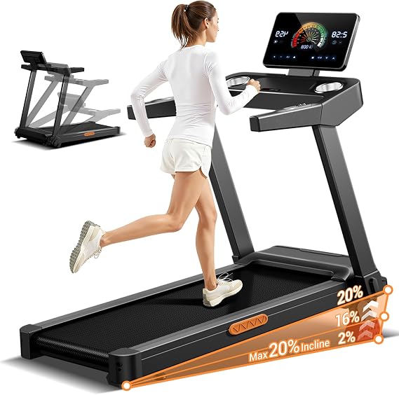 CURSOR Treadmills for Home with 20%/25% Incline, 350lb/400lb Capacity & 8.0/8.7/9.5MPH Folding Treadmill 3.5HP/4.0HP Brushless, Widen Running Area & Shock Absorption for Running/Walking