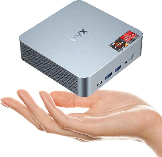 Gaming Mini PC AMD Ryzen 6600H (Equivalent to i7-11800H 4.5Ghz 6C 12T), 16/32+512GB DDR5 Small Computers Dual LAN,Micro Desktop Computers Support 4K Dual Display 4X USB 3.2 WiFi6 Bluetooth 5.2