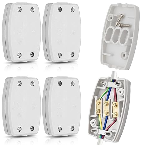 4 Pcs 3 Terminal Electrical Junction Box 13a Flex Connector 3 Core(White) | 13amp 250v, 3 Core Cable Connector, Wire Connector, Electrical Connectors