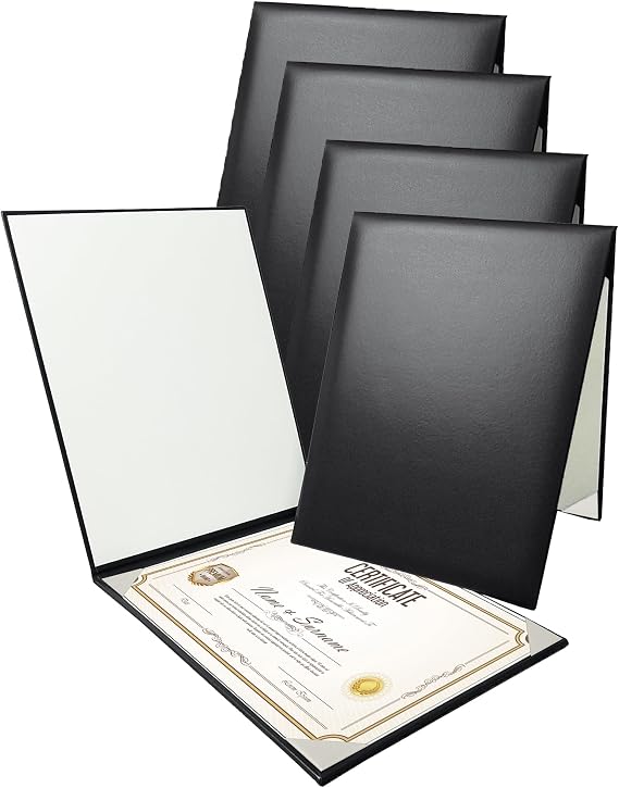 Gradplaza Diploma Cover for Size 8.5x 11 Cardstock,Award, Graduation,Documents,Smooth Leatherette Certificate Diploma Holder Black