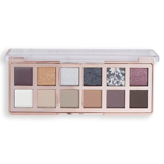 Revolution, The Smokey Icon Grunge Palette, 12 Ultra-Pigmented Matte & Shimmer Finishes & Shades, Long-Lasting & Blendable, Vegan & Cruelty-Free, 3.53 oz