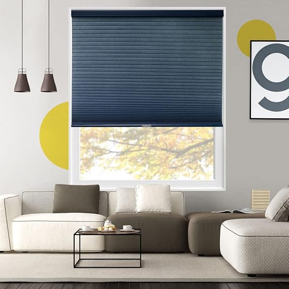 Cordless Cellular Shades, Light Filtering Window Shades for Home, Skyline Series Door Blinds, Ocean, 18" W x 48" H by YELLOW BLINDS