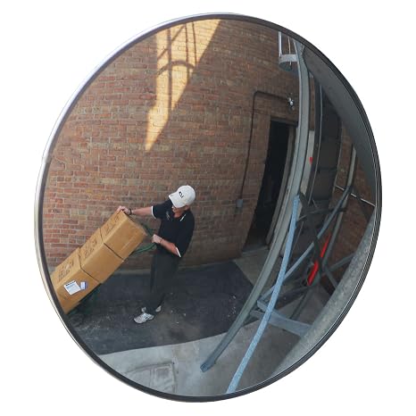 Se-Kure Domes & Mirrors TCVO-36T-PB Outdoor Acrylic Convex Mirror/3 Telescopic Mounting Brackets, 36" Diameter