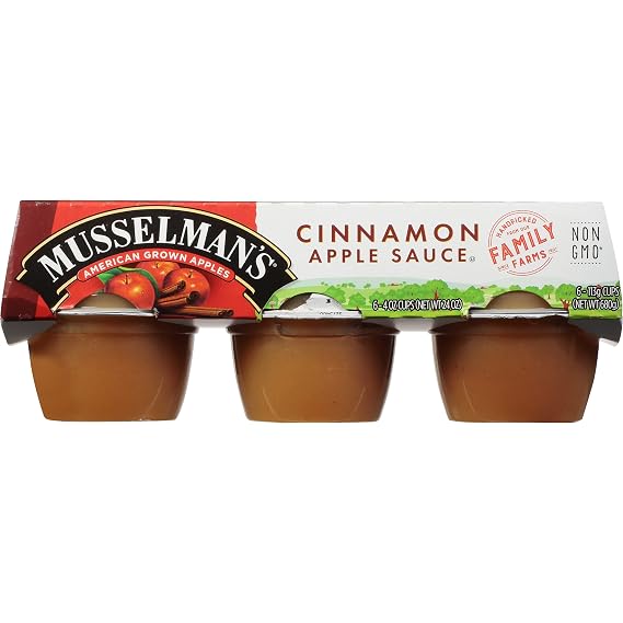 Musselman's Cinnamon Apple Sauce, 4 Ounce Cups, 6 Count (Pack of 3)