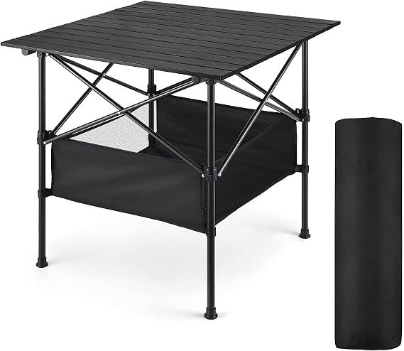 BTY Camping Table Portable Camping Tables That Fold Up Lightweight Foldable Aluminum with Storage and Carrying Bag for Backyard, BBQ, Party, Patio, Picnic