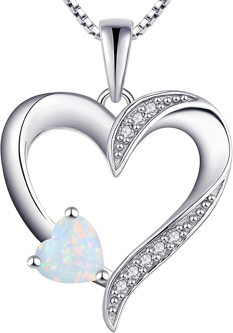 YL Heart Necklace 925 Sterling Silver Love Heart Pendant Birthstone Jewelry for Women