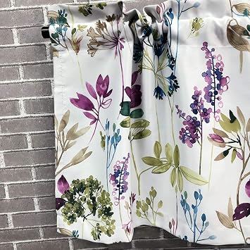 MYRU 1 Panel Purple Blue Flower Curtains Valance for Windows (1 x 54x18 Inch)