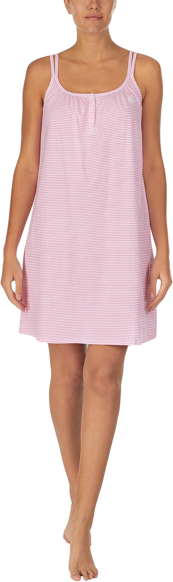 Lauren Ralph Lauren Knit Double Strap Button Neck Gown