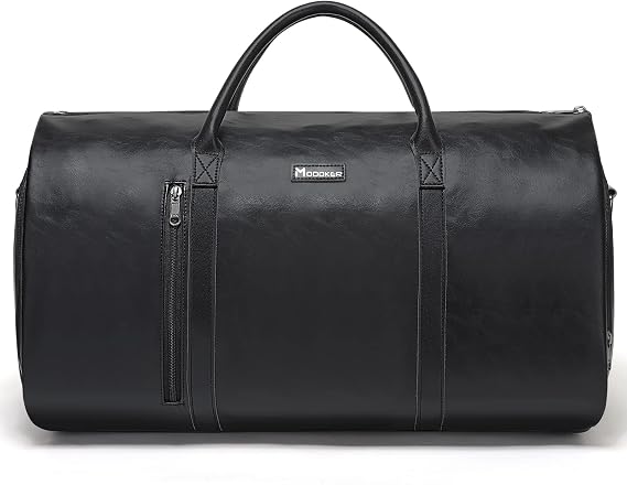 Garment Bags for Travel, 45L Carry-On Convertible Duffle with Strap | 2-in-1 hanging suit bag converts to duffel, shoe compartment, waterproof PU leather, wrinkle-free, detachable strap
