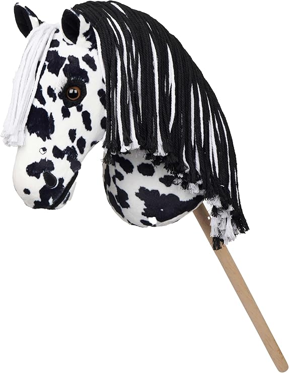 LeMieux Hobby Horse Dakota - Black and White Appaloosa - Realistic Head - Perfect for Kids
